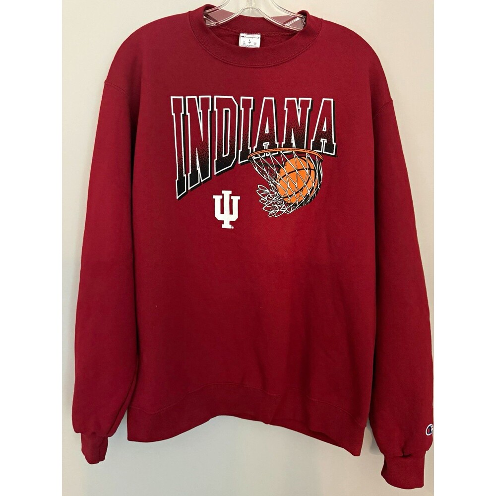 Champion Indiana Hoosiers Basketball Sweatshirt Retro IU Crimson Red L